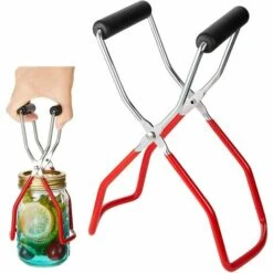 BEARSU Pinces De Levage Bocal Avec Poignées En Caoutchouc Trousse à Outils Poignée Acier Inoxydable Longue Pince Pour Bocaux Anti Lève-bocaux Verre Lève-Bocal (Red) -Accessoires de barbecue Soldes 55022672 5
