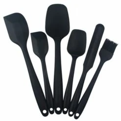 THSINDE Spatule Silicone De Cuisine Maryse Et Spatule Cuillère Et Patisserie , Ustensiles En Silicone, Résistant à La Chaleur De Anti-adhé, Outil De Cuisson Gateau Glacage (6, Noir)