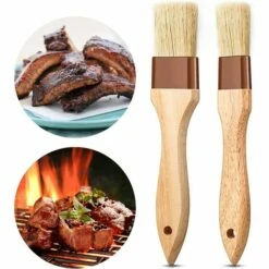 Fei Yu Pinceau Alimentaire, Pinceau Cuisine 2 Pièces, Pinceau Patisserie, Brosse à Poils Naturels, Pinceau à Pâtisserie Bois Pour La Cuisson Au Barbecue Le Barbecue La Marinade De Cuisine