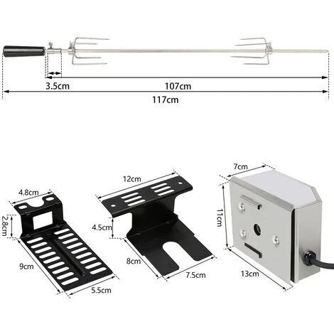 Randaco BBQ Rôtissoire Tournebroche Set Tourne Broche Electronique Kit Pour Grill Avec Un 92 Cm Moteur Dans Une Bôitier En Inox 2 Randaco BBQ Rôtissoire Tournebroche Set Tourne Broche Electronique Kit Pour Grill Avec Un 92 Cm Moteur Dans Une Bôitier En Inox – Image 2