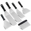 LEDMOMO Lot De 6 Cuisine Spatule En Acier Inoxydable Griller Spatule Gratter Crêpes Teppanyaki Cuisine Outil De Cuisson