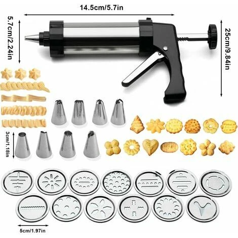 MONLY Seringue Patisserie Inox Professionnelle Presse A Biscuit Pistolet Patisserie Avec 13 Disques Biscuits Et 8 Douilles 2 MONLY Seringue Patisserie Inox Professionnelle Presse A Biscuit Pistolet Patisserie Avec 13 Disques Biscuits Et 8 Douilles – Image 2