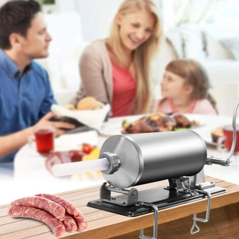 DYHF Poussoir à Saucisses Viande 3.6L Machine à Saucisse Remplissage De Saucisse En Acier Inoxydable - Argent 3 DYHF Poussoir à Saucisses Viande 3.6L Machine à Saucisse Remplissage De Saucisse En Acier Inoxydable - Argent – Image 3