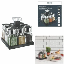 BOCAL CARROUSEL CARRE 8 POTS COUVERCLE PLASTIQUE