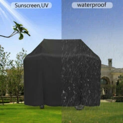 BEICHEN Housse Barbecue Housse De Protection Housse De BBQ Couverture De Gril De Cour De Tissu D'Oxford Imperméable 145x61x117cm Noir -Accessoires de barbecue Soldes 58278936 3