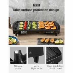 DECEN Barbecue Grill Sans Fumée Intérieur Extérieur, Plaque Chauffante à Revêtement Antiadhésif De 1800 W, Plaque Chauffante à 2 Zones De Cuisson -Accessoires de barbecue Soldes 58303629 5