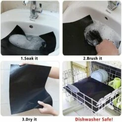 ABCRITAL Bbq Grill Mat Antiadhésif,Tapis De Cuisson Barbecue,6 Pcstapis Barbecue Set-40X33Cm,Feuille De Cuisson Reutilisable,Feuille Teflon,Pour Barbecue À Gaz, Électriques Et Charbon (40X33Cm) -Accessoires de barbecue Soldes 58345313 5