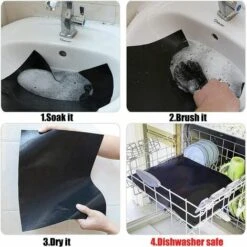 ABCRITAL Tapis De Cuisson, 4 Pièces 50 * 40Cm Papier Barbecue ​Anti-Adhérent Réutilisable Nettoyable, Grille Bbq Mats Pour Fours Assistés/Charbon/Gaz/Grill Électrique -Accessoires de barbecue Soldes 58345314 3