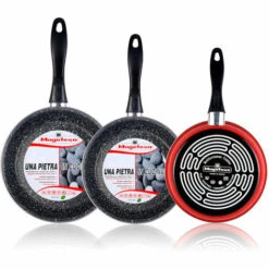 Magefesa K2 Roja Lot De 3 Poêles 20-24-28 Cm Induction, Antiadhésives PIERRE Rouge - Rouge