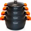 Wecook WCOK-CHEF4 Batterie De Cuisine à Induction 8 Pièces En Aluminium Anti-adhésif Sans PFOA Noir - Noir