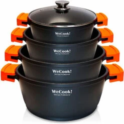 Wecook WCOK-CHEF4 Batterie De Cuisine à Induction 8 Pièces En Aluminium Anti-adhésif Sans PFOA Noir - Noir