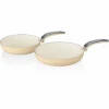 SWAN SWPS2010CN Retro Set De 2 Poêles à Frire 20 28cm Aluminium Induction Antiadhésif Céramique Crème - Crème