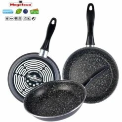 Magefesa K2 Gransasso Lot De 3 Poêles 18-20-24 Cm Induction, Antiadhésives PIERRE Gris - Gris -Accessoires de barbecue Soldes 58536161 3