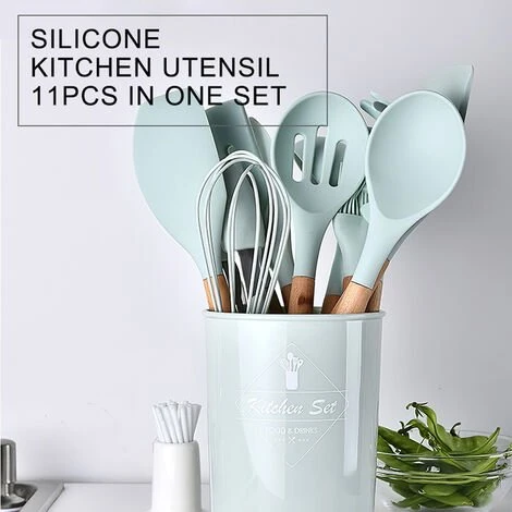AORESAC Ustensiles De Cuisine Antiadhesifs En Silicone De Cuisine, 11 Pieces, Vert 2 AORESAC Ustensiles De Cuisine Antiadhesifs En Silicone De Cuisine, 11 Pieces, Vert â Image 2