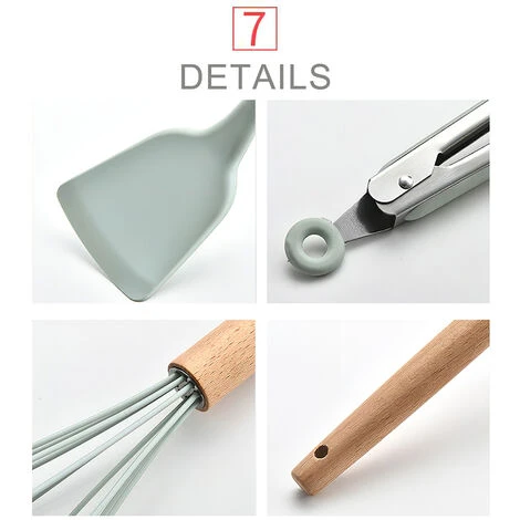 AORESAC Ustensiles De Cuisine Antiadhesifs En Silicone De Cuisine, 11 Pieces, Vert 5 AORESAC Ustensiles De Cuisine Antiadhesifs En Silicone De Cuisine, 11 Pieces, Vert â Image 5