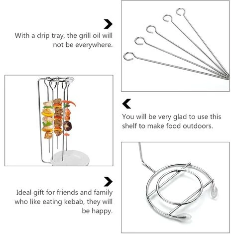 KARTOKNER Lot De 2 Brochettes Pour Barbecue En Acier Inoxydable - Avec Support De Suspension Pour Barbecue 3 KARTOKNER Lot De 2 Brochettes Pour Barbecue En Acier Inoxydable - Avec Support De Suspension Pour Barbecue â Image 3