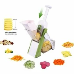 BENOBBY KIDS Trancheuse à Légumes Multifonction Manuelle De Cuisine Lame En Acier Inoxydable Trancheuse Carrée Juliette Frites Verticales (vert Frais [matériau De Qualité Alimentaire] Avec Trous Pour Broyer L'ail Haché) -Accessoires de barbecue Soldes 58751800 3