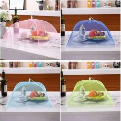 HIASDFLS 4 Pcs Cloche Alimentaire/Cloche Anti-Insectes/Aliments Tente/Couvercle De Nourriture Pliante Écran En Maille Parapluie-Niques, Bbq Et Plus - 4 Couleurs (Rose, Vert, Jaune, Bleu) -Accessoires de barbecue Soldes 59007959 5