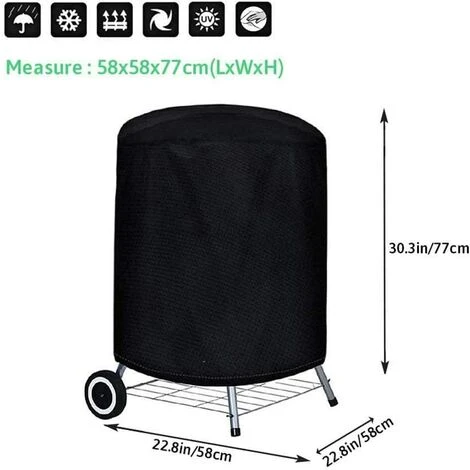 LYCXAMES Housse Barbecue Barbecook Ronde 58*77CM Bâche Housse De Protection BBQ Résistante 210D Imperméable Antipoussière Anti -UV Anti-vieillissement Couverture De Grill Sangle Ajustable 2 LYCXAMES Housse Barbecue Barbecook Ronde 58*77CM Bâche Housse De Protection BBQ Résistante 210D Imperméable Antipoussière Anti -UV Anti-vieillissement Couverture De Grill Sangle Ajustable – Image 2