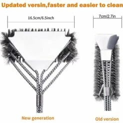 AOUGO Brosse à Barbecue, Brosse De Nettoyage à 3 Branches En Acier Inoxydable, Brosse Avec Grattoir En Polypropylène, Isolation Thermique, Poignée, Nettoyage Efficace Pour Grilles -Accessoires de barbecue Soldes 59300369 4