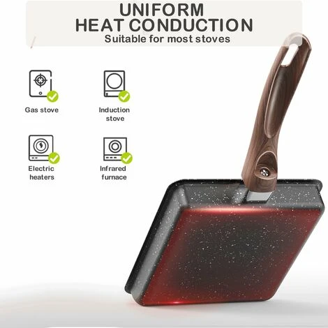 LIFCAUSAL Tamagoyaki Poêle à Omelette Japonaise Poêle à œufs Poêle à Omelette Sans Huile Antiadhésive Yuzishao Retangle Poêle à Omelette,13*18 Cm, Noir, 4 LIFCAUSAL Tamagoyaki Poêle à Omelette Japonaise Poêle à œufs Poêle à Omelette Sans Huile Antiadhésive Yuzishao Retangle Poêle à Omelette,13*18 Cm, Noir, – Image 4