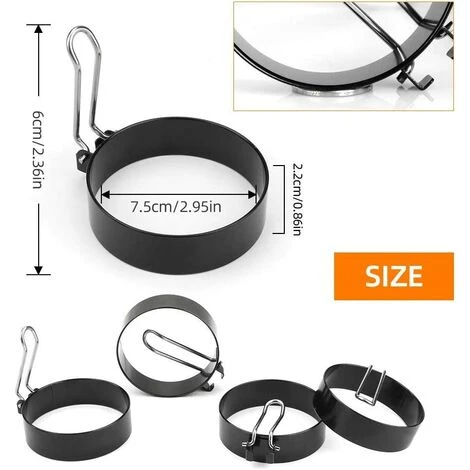 GALOZZOIT Anneau D'oeufs En Acier Inoxydable Moule à Oeufs Au Plat 6 Pièces Pour Poêle Anneaux D'oeufs Moule à Crêpes Moule à Omelette Rond Pour La Cuisson Des Oeufs, 7,5 * 2cm 2 GALOZZOIT Anneau D'oeufs En Acier Inoxydable Moule à Oeufs Au Plat 6 Pièces Pour Poêle Anneaux D'oeufs Moule à Crêpes Moule à Omelette Rond Pour La Cuisson Des Oeufs, 7,5 * 2cm – Image 2