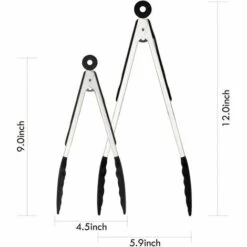 MINKUROW 2pcs Pinces Cuisine Professionnel En Acier Inoxydable Et Silicone Alimentaire (Noir/ 30,5 & 23cm) -Accessoires de barbecue Soldes 60015631 3