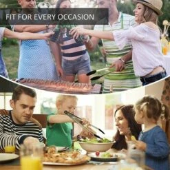 MINKUROW 2pcs Pinces Cuisine Professionnel En Acier Inoxydable Et Silicone Alimentaire (Noir/ 30,5 & 23cm) -Accessoires de barbecue Soldes 60015631 5