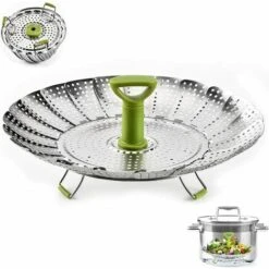 MODOU Pliable Panier Vapeur, Panier Vapeur Télescopique Pliable En Acier Inoxydable Avec Pieds Antidérapants Pour Cuire Légumes Et Aliments Ou Panier De Fruits(9'')