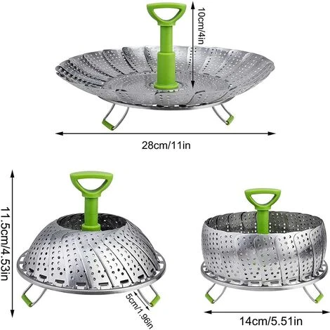 MODOU Pliable Panier Vapeur, Panier Vapeur Télescopique Pliable En Acier Inoxydable Avec Pieds Antidérapants Pour Cuire Légumes Et Aliments Ou Panier De Fruits(9'') 2 MODOU Pliable Panier Vapeur, Panier Vapeur Télescopique Pliable En Acier Inoxydable Avec Pieds Antidérapants Pour Cuire Légumes Et Aliments Ou Panier De Fruits(9'') – Image 2