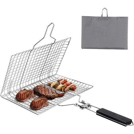 PREMIER Panier à Griller, Panier De Barbecue En Acier Inoxydable, Panier Grille Pour Barbecue, Acier Inoxydable Pliable Panier à Poisson En Acier Inoxydable Avec Poignée Amovible Pour Poisson, Steak, Crevette 1 PREMIER Panier à Griller, Panier De Barbecue En Acier Inoxydable, Panier Grille Pour Barbecue, Acier Inoxydable Pliable Panier à Poisson En Acier Inoxydable Avec Poignée Amovible Pour Poisson, Steak, Crevette