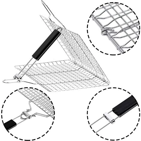 PREMIER Panier à Griller, Panier De Barbecue En Acier Inoxydable, Panier Grille Pour Barbecue, Acier Inoxydable Pliable Panier à Poisson En Acier Inoxydable Avec Poignée Amovible Pour Poisson, Steak, Crevette 2 PREMIER Panier à Griller, Panier De Barbecue En Acier Inoxydable, Panier Grille Pour Barbecue, Acier Inoxydable Pliable Panier à Poisson En Acier Inoxydable Avec Poignée Amovible Pour Poisson, Steak, Crevette – Image 2