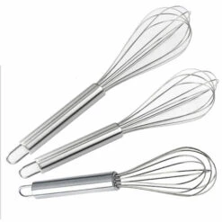 IRISFR 3 Pièces Fouet à Main En Acier Inoxydable , Batteur à Oeufs Manuel Avec Crochet, Cuisine Ustensiles Pour Crème Fraîche, Mélange Liquide,Lilaris