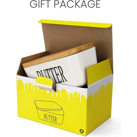 JOORRT Beurrier - Boite à Beurre En Porcelaine Avec Couvercle En Bois Et Petit Couteau | Boîte à Fromage Pour Conservation Au Frigo Cusine 250g Couleur Blanc 5 JOORRT Beurrier - Boite à Beurre En Porcelaine Avec Couvercle En Bois Et Petit Couteau | Boîte à Fromage Pour Conservation Au Frigo Cusine 250g Couleur Blanc – Image 5