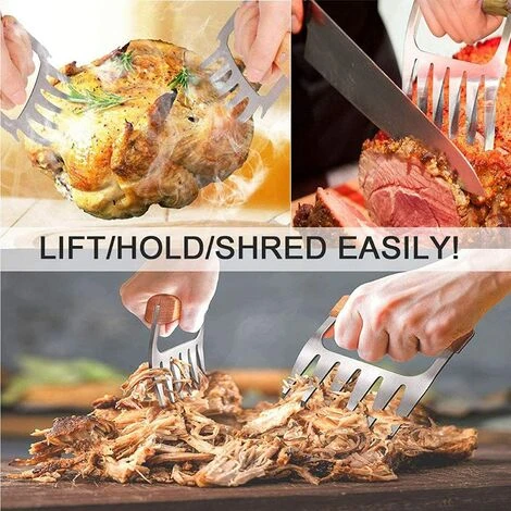 EINEMGELD Griffe De Viande, Griffes D'ours BBQ, Griffe De Viande En Acier Inoxydable, Convient Pour Le Porc, La Séparation De Poulet, Le Barbecue, Le Poulet Rôti, Etc 3 EINEMGELD Griffe De Viande, Griffes D'ours BBQ, Griffe De Viande En Acier Inoxydable, Convient Pour Le Porc, La Séparation De Poulet, Le Barbecue, Le Poulet Rôti, Etc – Image 3