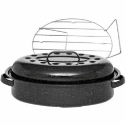 Cocotte Ovale En Acier Carbon 33x20cm + Grille - 6106+2007 - Warmcook - Noir