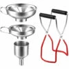 PERLE RARE Entonnoir à Confiture, Paquet Contient Pince De Bocal/3 Entonnoirs En Acier Inoxydable/Filtre, Entonnoir En Acier Inoxydable Pour Liquide Ou Confiture Et Pince De Levage De Bocal