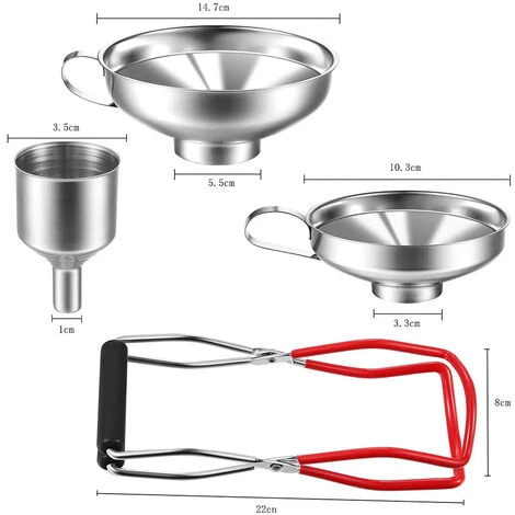 PERLE RARE Entonnoir à Confiture, Paquet Contient Pince De Bocal/3 Entonnoirs En Acier Inoxydable/Filtre, Entonnoir En Acier Inoxydable Pour Liquide Ou Confiture Et Pince De Levage De Bocal 5 PERLE RARE Entonnoir à Confiture, Paquet Contient Pince De Bocal/3 Entonnoirs En Acier Inoxydable/Filtre, Entonnoir En Acier Inoxydable Pour Liquide Ou Confiture Et Pince De Levage De Bocal â Image 5