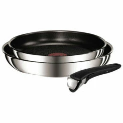 Lot De 2 Poêles 24/28cm Inox + Poignée - L9409202 - Tefal - Inox