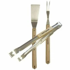 Set Pince + Fourchette + Spatule Inox Et Bois Cook'In Garden