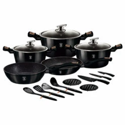 BERLINGERHAUS Berlinger Haus Shyny Black Batterie De Cuisine à Induction 17 Pièces Aluminium Antiadhésif Sans PFOA Noir - Noir