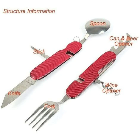 BDD Ensemble De Couverts De Camping Pliants En Acier Inoxydable Couverts Portables (2 Pièces) 2 BDD Ensemble De Couverts De Camping Pliants En Acier Inoxydable Couverts Portables (2 Pièces) – Image 2