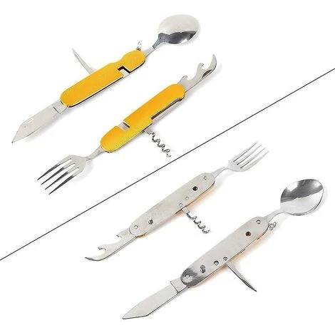 BDD Ensemble De Couverts De Camping Pliants En Acier Inoxydable Couverts Portables (2 Pièces) 3 BDD Ensemble De Couverts De Camping Pliants En Acier Inoxydable Couverts Portables (2 Pièces) – Image 3