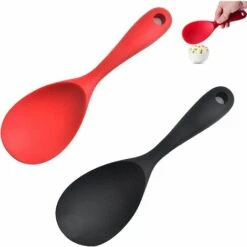 OSQI Cuillère Antiadhésive En Silicone De Cuisine 2 Pièces Ensemble De Cuillères En Silicone Cuillère De Cuisine Antiadhésive Cuillères à Riz En Silicone Scoop Revêtement Antiadhésif Pour Mélanger Et Servir