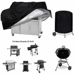 GALOZZOIT Housse Barbecue, Housse Bârbecue Gaz, 210D Bache De Protection BBQ Couverture Tissu Oxford Étanche Résistant Aux UV Et Aux Larmes, Pour Weber, Holland, Jennair Etc——Noir 145*61*117cm -Accessoires de barbecue Soldes 65632773 3