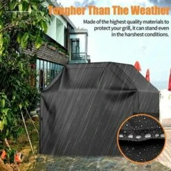 GALOZZOIT Housse Barbecue, Housse Bârbecue Gaz, 210D Bache De Protection BBQ Couverture Tissu Oxford Étanche Résistant Aux UV Et Aux Larmes, Pour Weber, Holland, Jennair Etc——Noir 145*61*117cm -Accessoires de barbecue Soldes 65632773 4