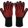 FVO Gants De Barbecue,Gants De Cuisine,Gants De Four Antidérapants En Silicone Anti-Chaleur Jusqu'à 800°C Certifié EN407,Gants Silicone BBQ Pour Le Soudage De Cuisson Cuisson (Rouge)