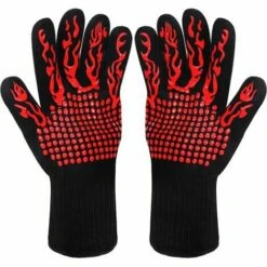 FVO Gants De Barbecue,Gants De Cuisine,Gants De Four Antidérapants En Silicone Anti-Chaleur Jusqu'à 800°C Certifié EN407,Gants Silicone BBQ Pour Le Soudage De Cuisson Cuisson (Rouge)