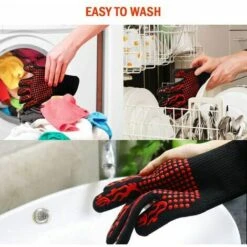 FVO Gants De Barbecue,Gants De Cuisine,Gants De Four Antidérapants En Silicone Anti-Chaleur Jusqu'à 800°C Certifié EN407,Gants Silicone BBQ Pour Le Soudage De Cuisson Cuisson (Rouge) -Accessoires de barbecue Soldes 66573738 4