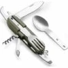 MODOU Ensemble D'ustensiles De Camping 7 En 1, Ensemble De Couteaux Fourchette Cuillère En Acier Inoxydable, Ensemble D'ustensiles De Camping Pliable, Ensemble D'ustensiles De Cuisine Multifonctions